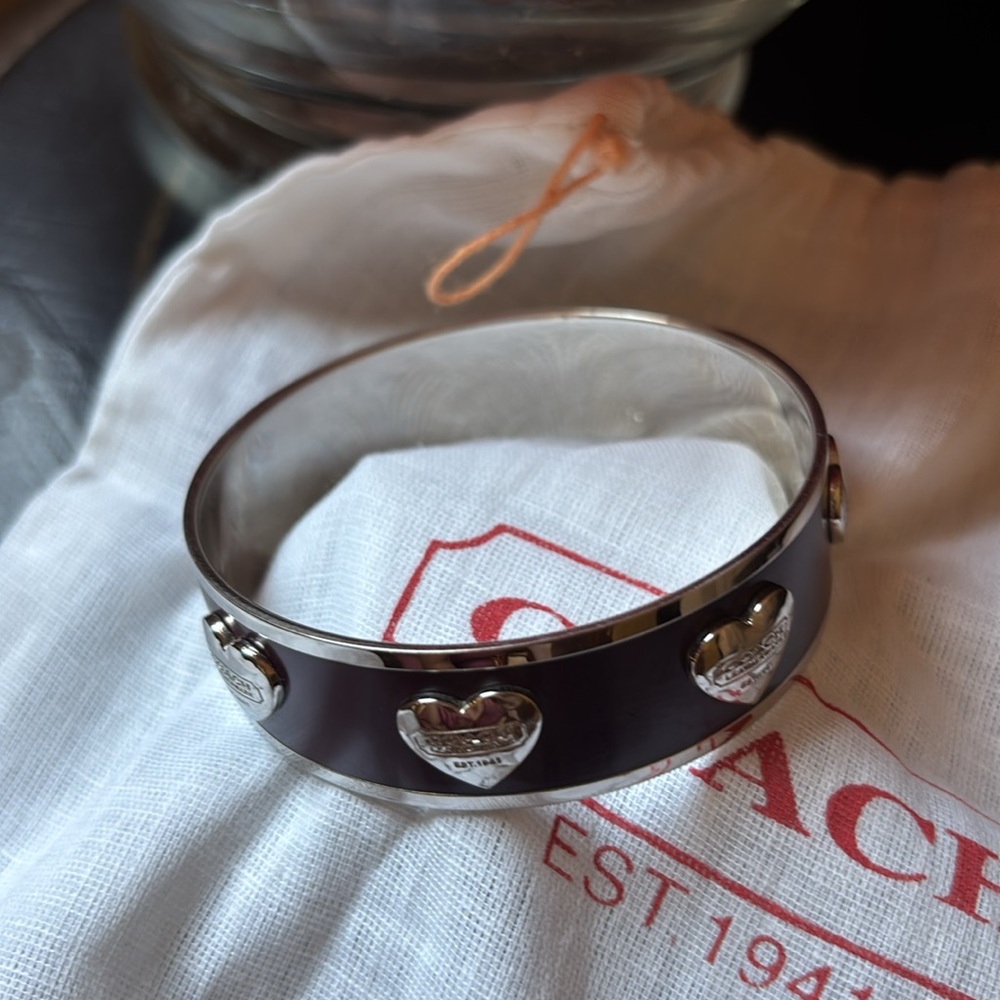 Coach Enamel Bangle Bracelet Dark Purple & Silver - Picture 3 of 4